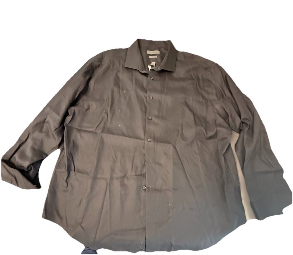 Calvin Klein XXL Black Slim Fit Dress Shirt Stretch Cotton Mens